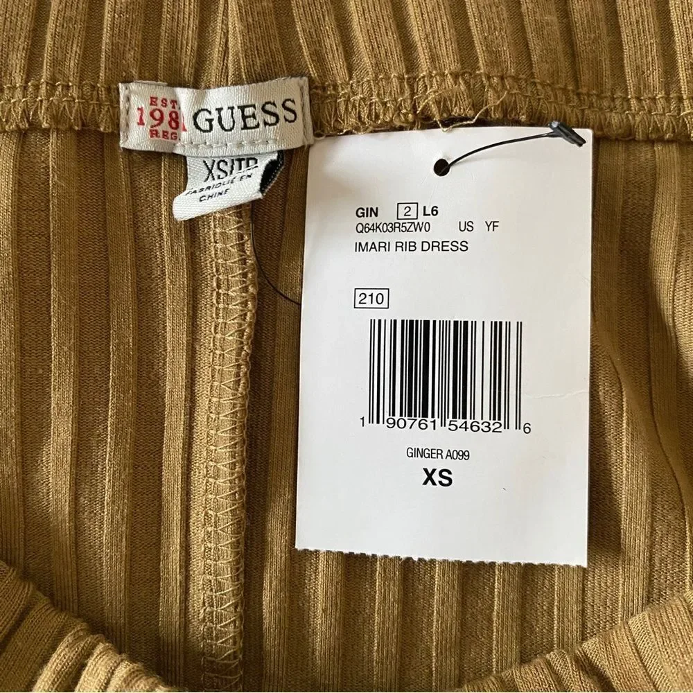 Guess Imari Rib‎ Ginger Long Sleeve Off Shoulder Dress Sz XS